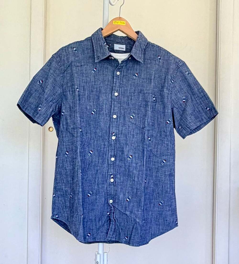 Sonoma Goods For Life Short Sleeve Button Down Shirt Popsicle print Large